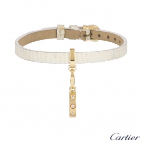 Cartier Rose Gold Diamond Love Charm Leather Bracelet